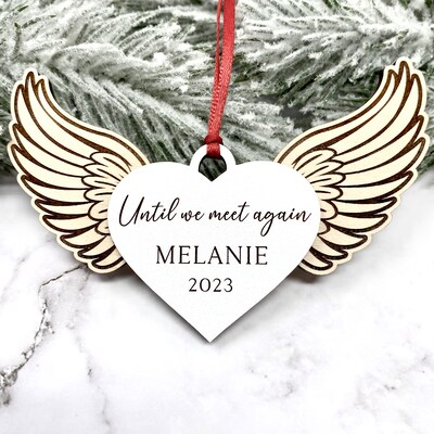 Memorial Ornament, Angel Wings Ornament, Until We Meet Again, Grief Gift for Friend, Loss of Sister Gift, Brother Gift, Mother, Father - image3